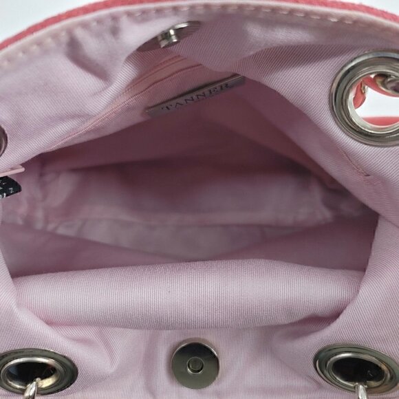 TANNER Made In Italy Pink Coral Suede Top Handle Small Tote Bag Removable Straps - Picture 8 of 10